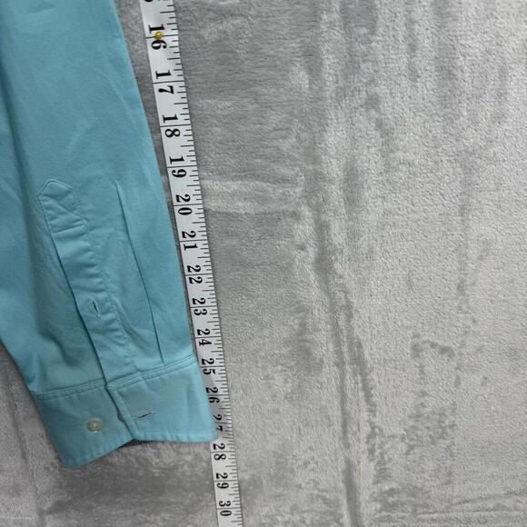 Tommy Bahama Aqua Blue Long Sleeve Shirt Men XL Tall Silk Cotton Blend Casual - Picture 12 of 12